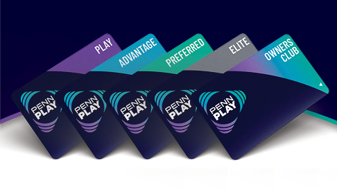 All 5 PENN play loyalty cards fanned out